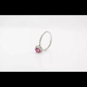 Estate 1.50ct Natural Pink Cushion Cut Sapphire Diamond 14k Gold Halo Ring